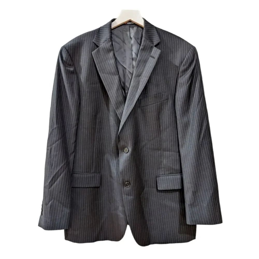 Hart Schaffner Marx USA Men's Black Pinstripe Two Button Blazer Size 46R